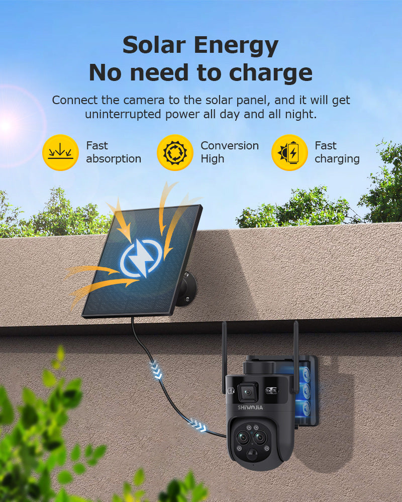 Exclusive Supply3Lens Hybrid Zoom15Double Waterproof Solar Camera6MP High Definition Wireless Multi-Zone