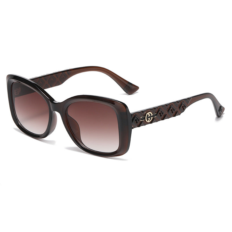 2025New European and American Fashion Large Frame Cat Eye Sunglasses for Women High-end Sun Protection Sunglasses for Women Trendy sunglasses