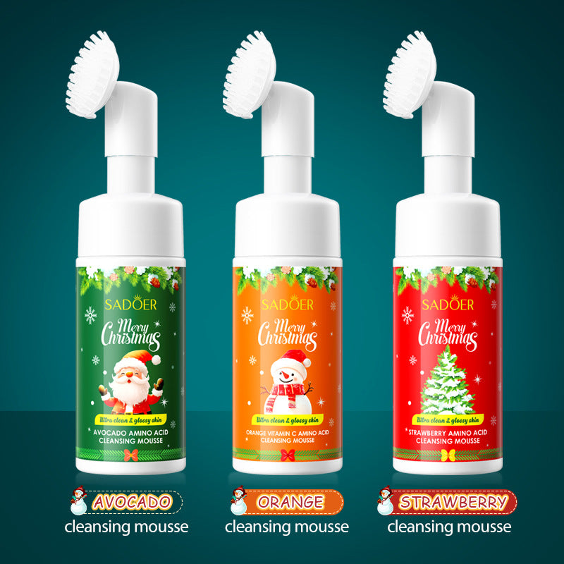 Christmas Strawberry Amino Acid Cleansing Mousse SADOER Cleansing facial cleanser  foreign trade wholesale