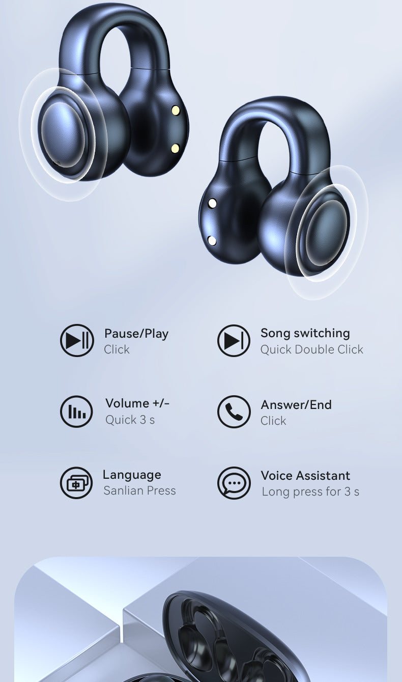 Popular M30Ear Clip Bone Conduction Sports High-End Ultra-Long Battery Life Wireless Bluetooth Earphones Wholesale