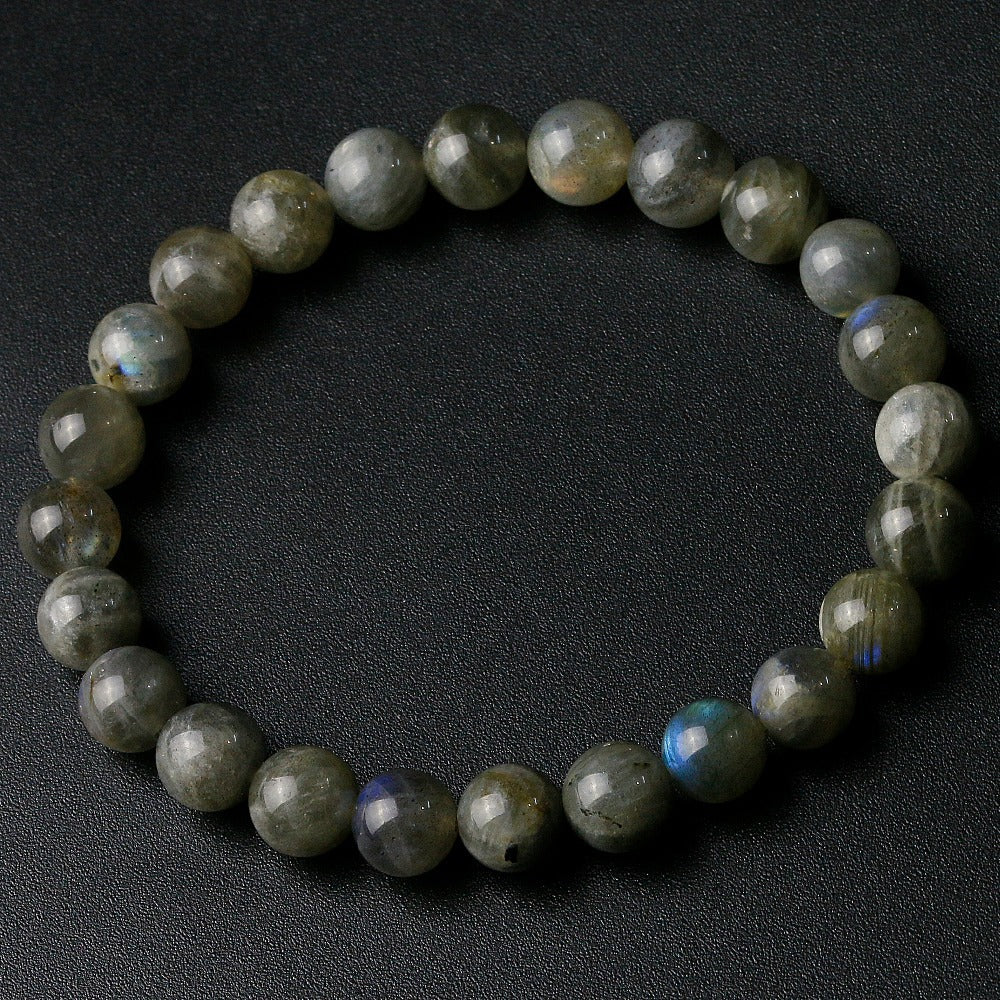 Men's Bracelet Versatile Jewelry Single Loop Handmade Elastic Cord Bracelet Beaded8mm Labradorite Bracelet