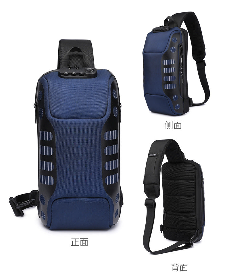 OZUKO Men's Chest Bag Anti-Theft Waterproof Chest Bag Trendy Fashion Crossbody Bag Large Capacity Business Shoulder Bag