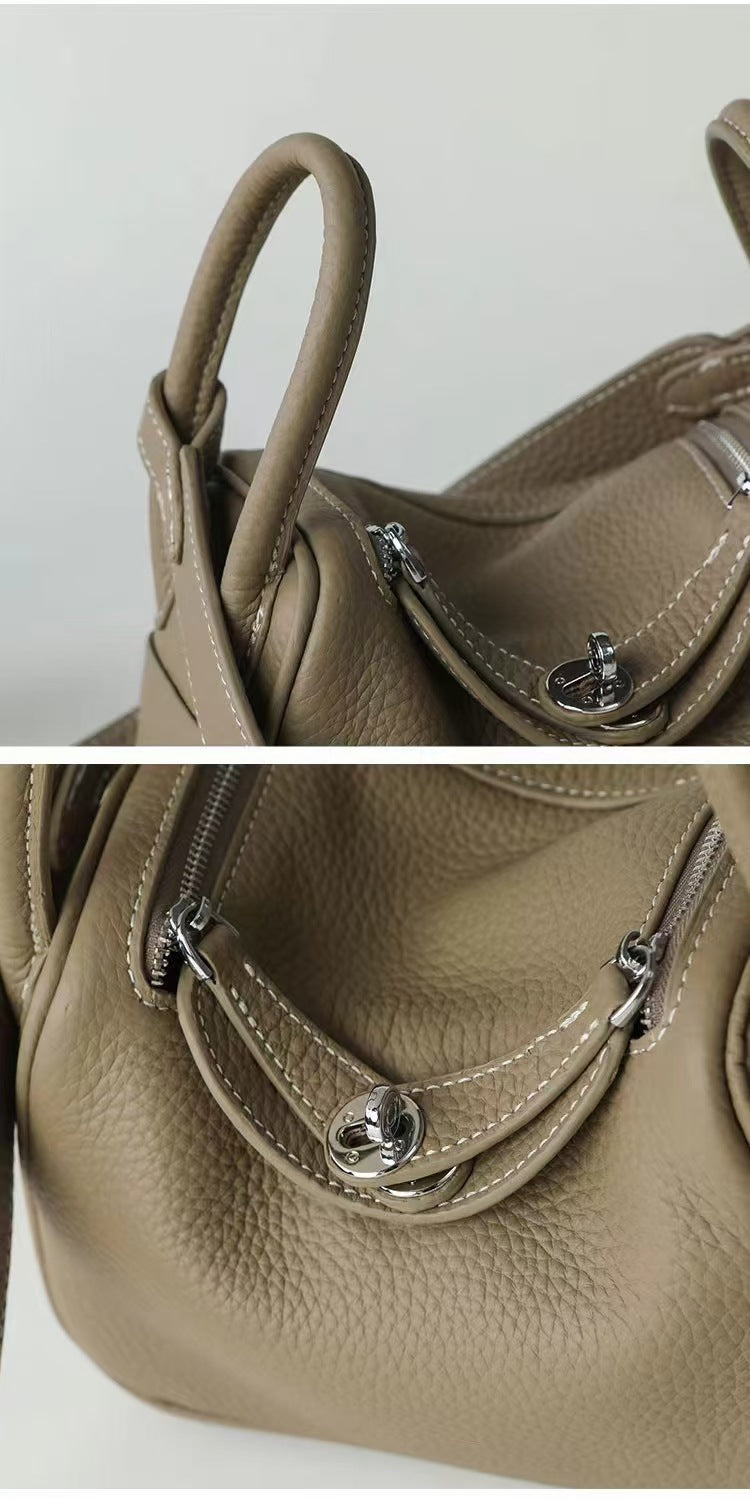 Doctor Genuine Leather Women's Bag2024Handheld Top Layer Cowhide Lychee Pattern Lindy Bag Single Shoulder Handbag Medicine Box Trendy
