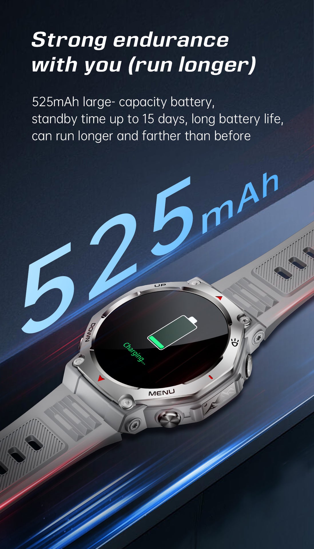 KT85Smart Watch Bluetooth Call True Heart Rate Step Count Sleep Monitoring Flashlight Deep Waterproof Sports Three-Proof