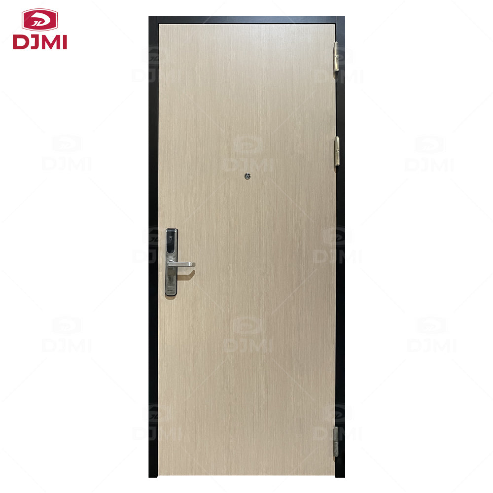China Top Manufacturer Contemporary Internal Steel Jamb Mdf Filling Wood Grain Veneer Hinge Wooden Door for Houses Interior