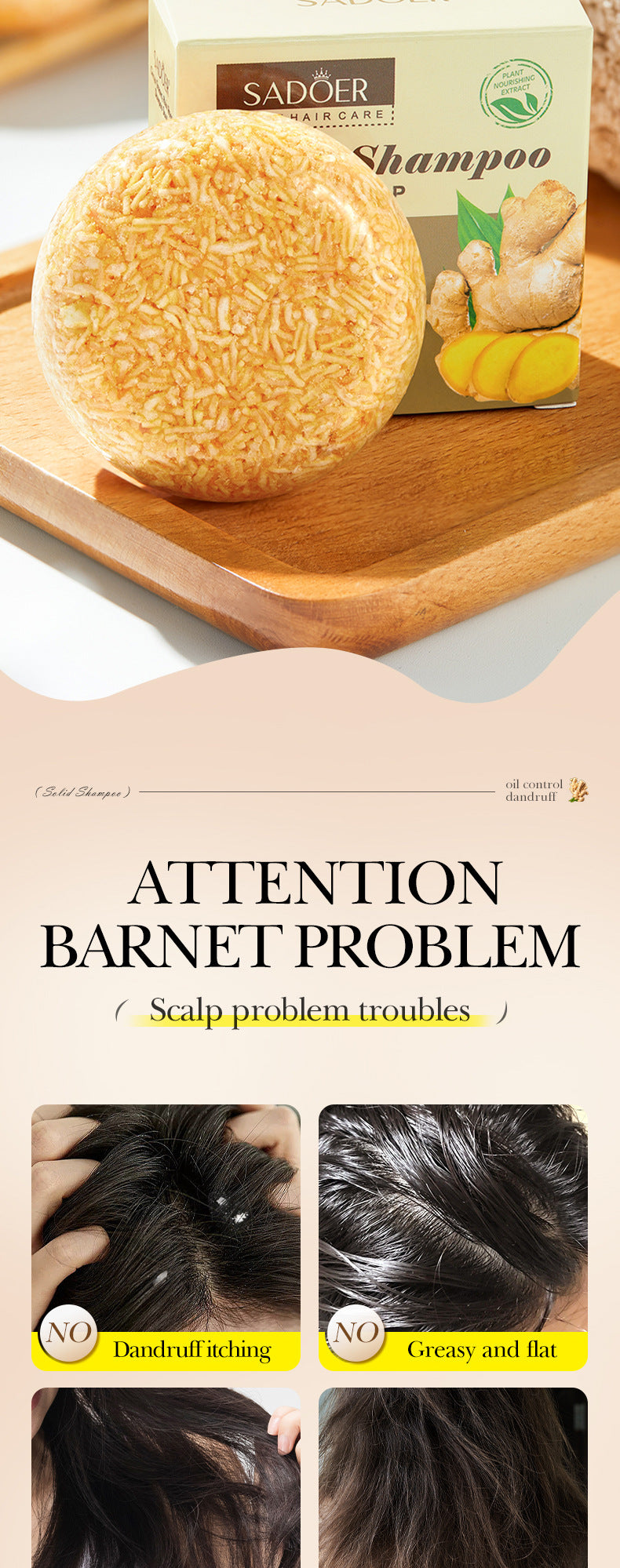 Plant-Based Shampoo Soap60g SADOER Strengthen Hair Roots Deep Clean Hair Soap  Wholesale