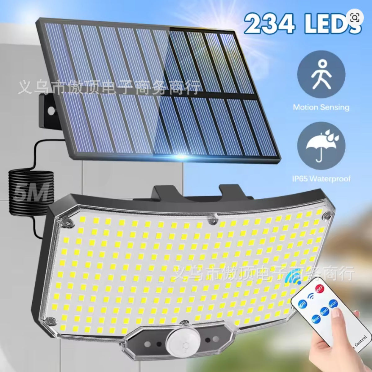 New Solar-Powered Light234LED Courtyard Waterproof Garden Villa Lighting Lamp Split Type Outdoor Lighting Lamp