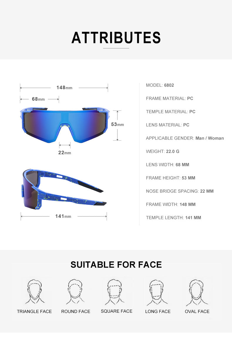 Cycling Goggles Colorful Outdoor Women's European and American One-piece Sunglasses Windproof Skiing Sports Sunscreen Sunglasses Men