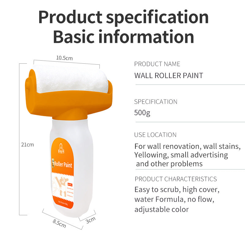 Orange Wall Large Roller Brush Repair Paint Water-Based Odorless Latex Paint Graffiti Cover Wall Roller Paint