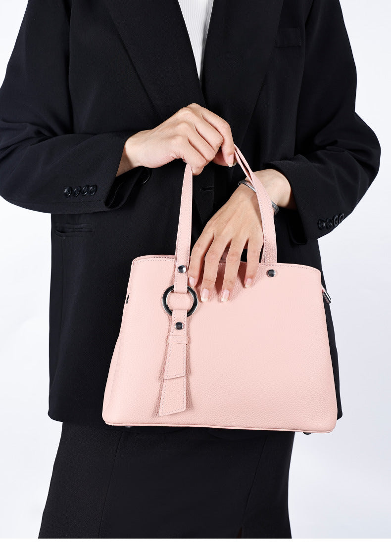 Genuine Leather Tote Bag Top Layer Cowhide High-End Feel Women's Handbag Crossbody Garden Bag Commuter Large Capacity Bucket Bag