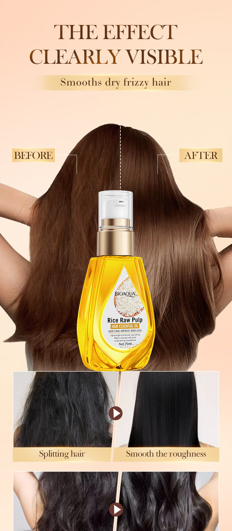 Rice Puree Hair Care Essential Oil70ml BIOAOUA Smooth Repair Conditioner  Wholesale