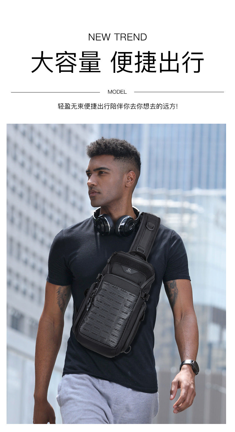 OZUKO Tactical Chest Bag Men's Crossbody Bag Waterproof Multifunctional Outdoor Portable Bag Cycling Trendy Shoulder Bag
