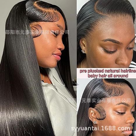 Wigs Front Lace Wig13*4Large Lace Long Straight Hair Synthetic Hair Wig for Women Black