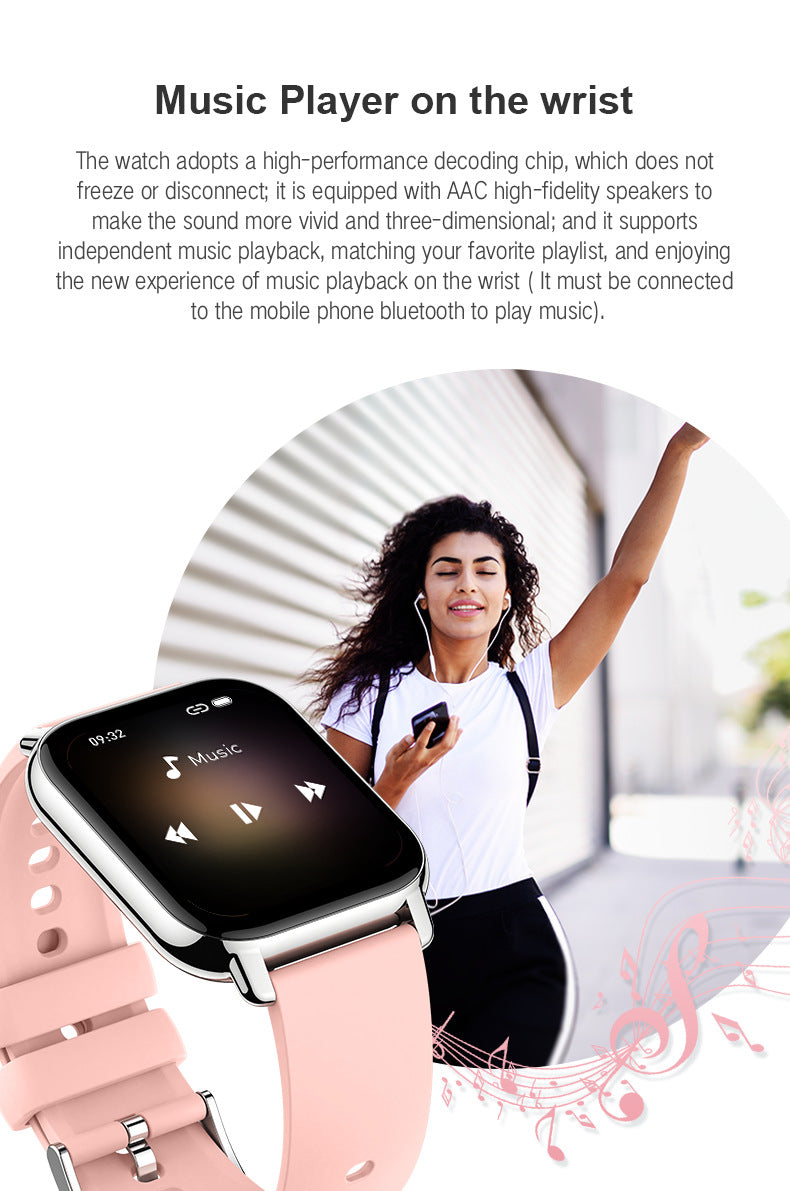 P66Smart Watch1.85inch Bluetooth call heart rate pedometer sleep monitor IP68Deep Waterproof Sports