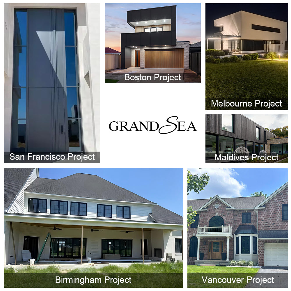 USA Style Exterior Modern High Glossy Black Solid Metal Front Aluminum Stainless Steel Pivot Entry Doors Price