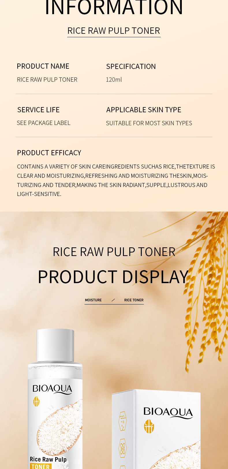 Rice Skincare Set BIOAOUA Rice Puree Series Six-Piece Set Box  Wholesale