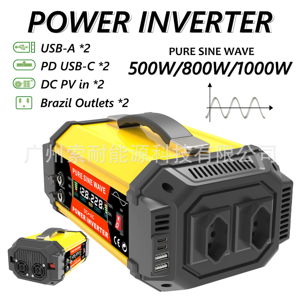 Brazilian Socket Pure Sine Wave Inverter500W/800W/1000W 12V Turn110V/220V Export