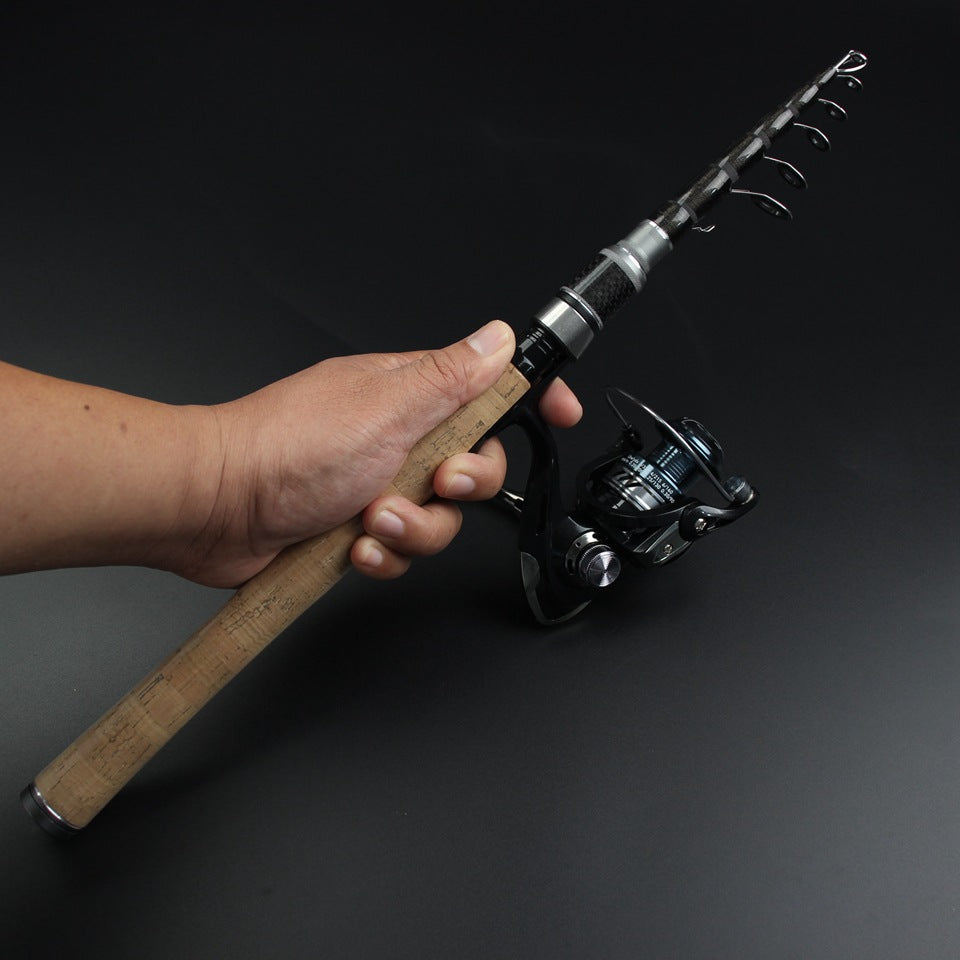 Portable Sea Rod Set with Wooden Handle, Fishing Reel, Telescopic Lure Rod, Fishing Gear, Wholesale from Fishing Rod Manufacturer