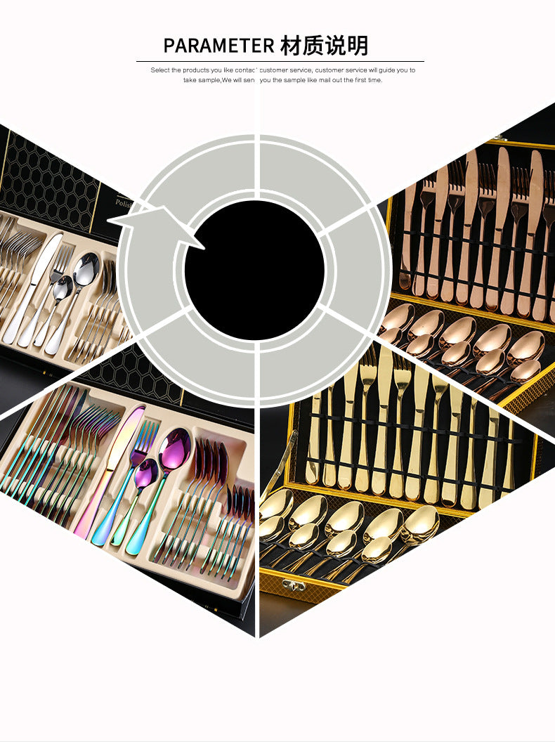 1010Cutlery Set Hotel Holiday Steak Western Food Tableware24Gift Set Wooden Box