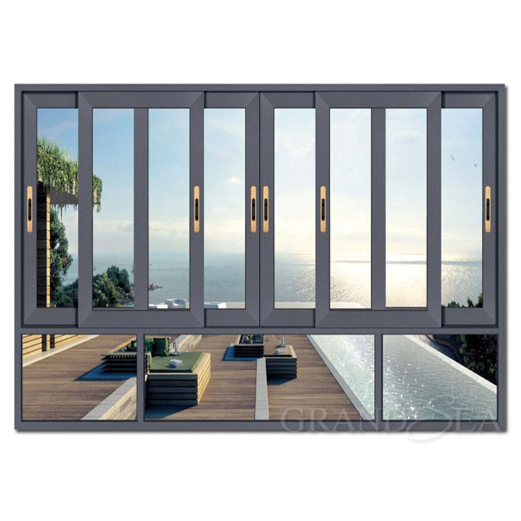 Strong Stainless Steel Mesh Customized Aluminum Balcony Sliding windows With Safety Lock