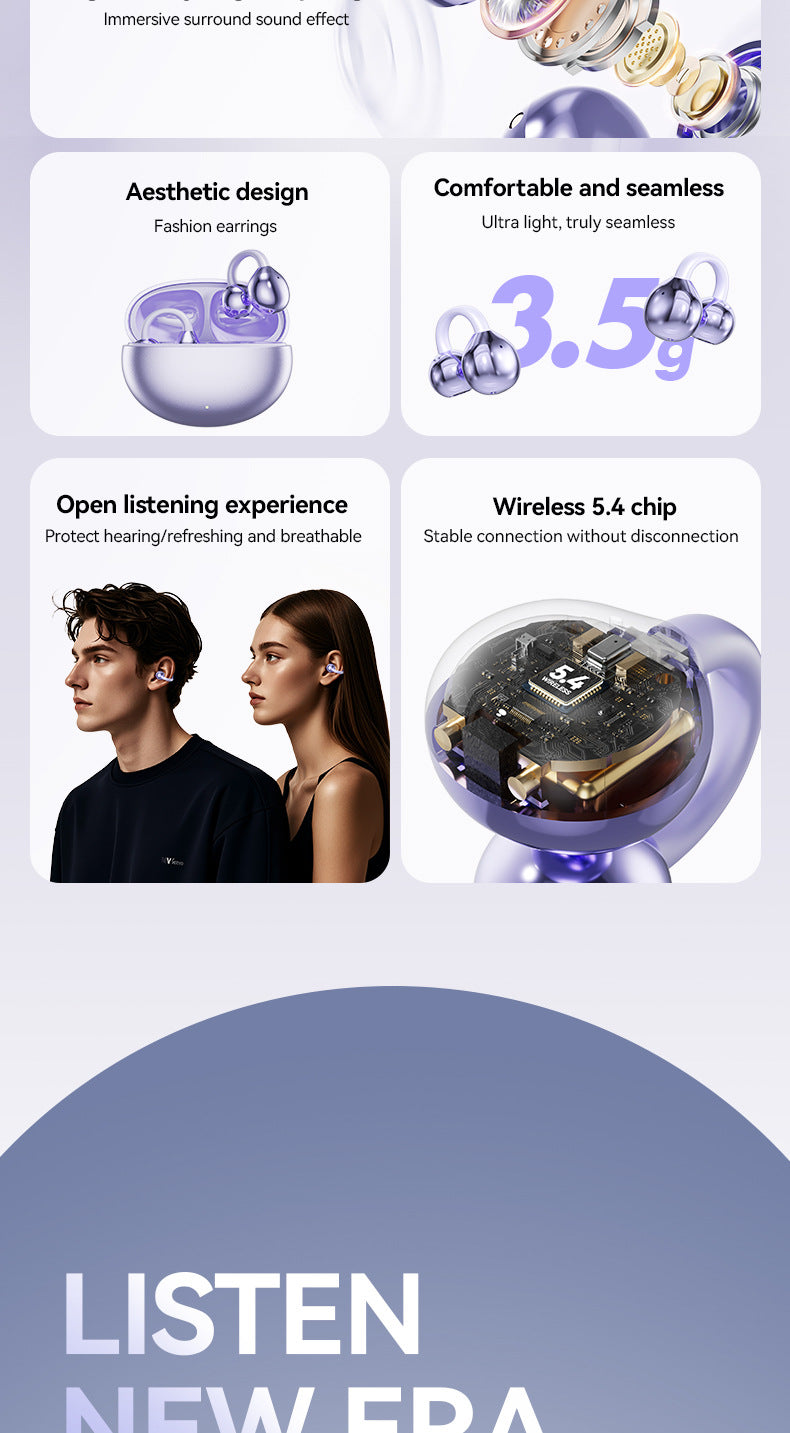 Popular M91AI Smart Translation Bluetooth Earbuds Clip-on High-Quality Bone Conduction Wireless Bluetooth Earbuds