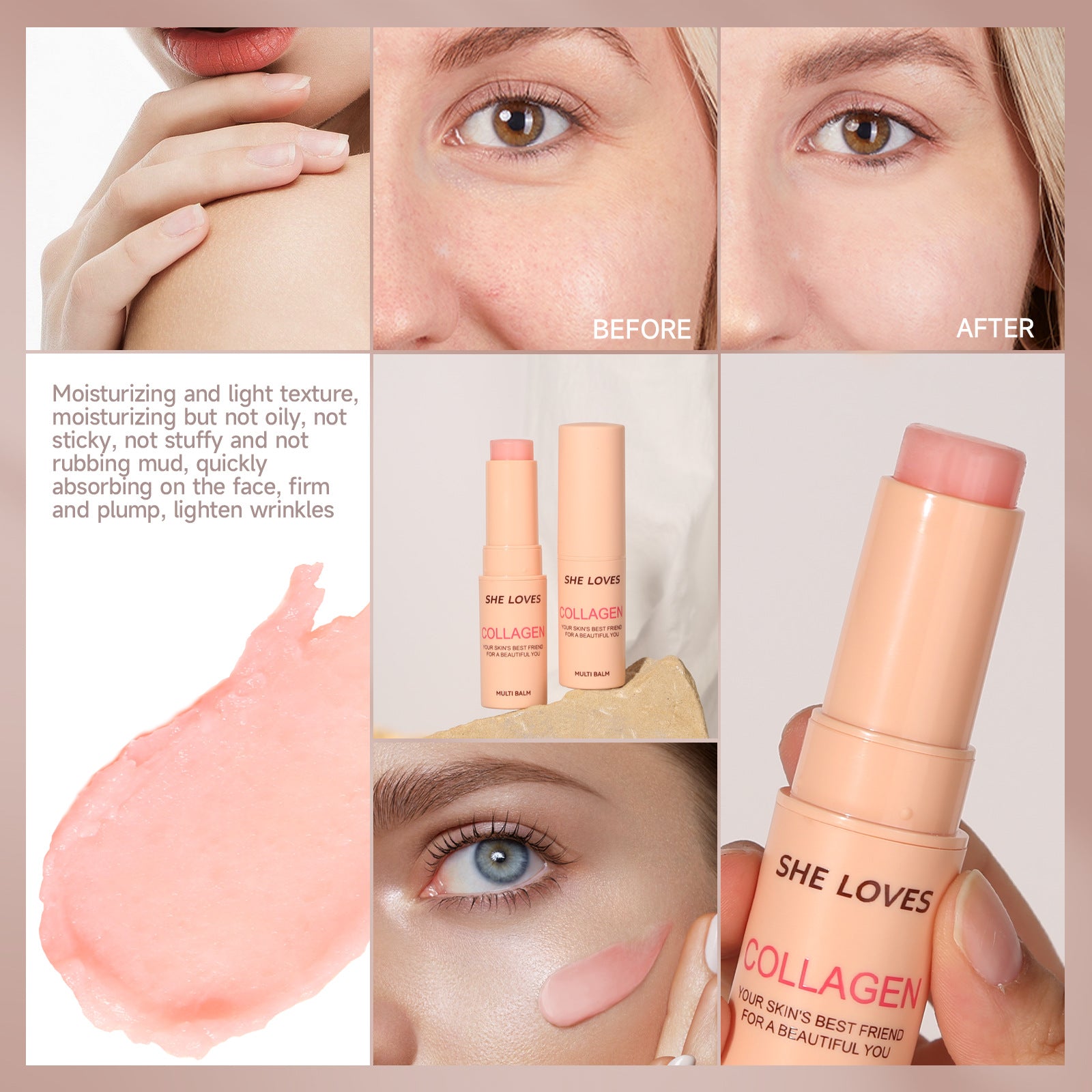 Exclusive Supply sheloves Collagen Essence Stick Moisturizing, Wrinkle-Reducing, Lifting, and Firming Facial Care Essence