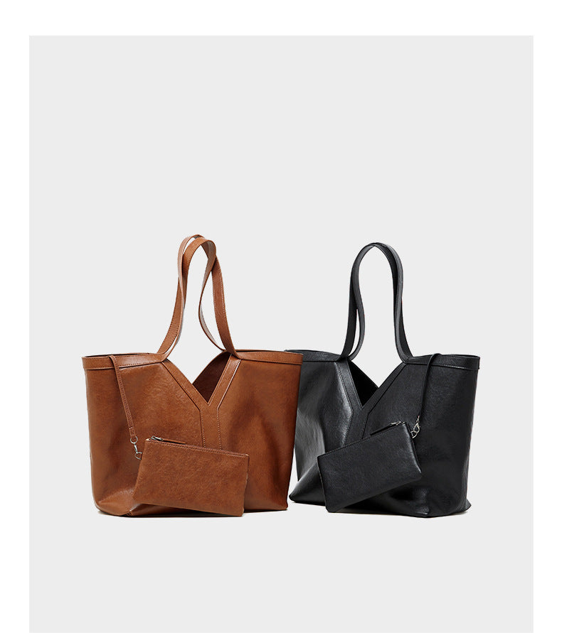 Minimalist Korean Style Tote Bag Shoulder Bag Versatile Large Capacity Women's Bag Underarm Bag Light Luxury Fashion Handbag Cowhide