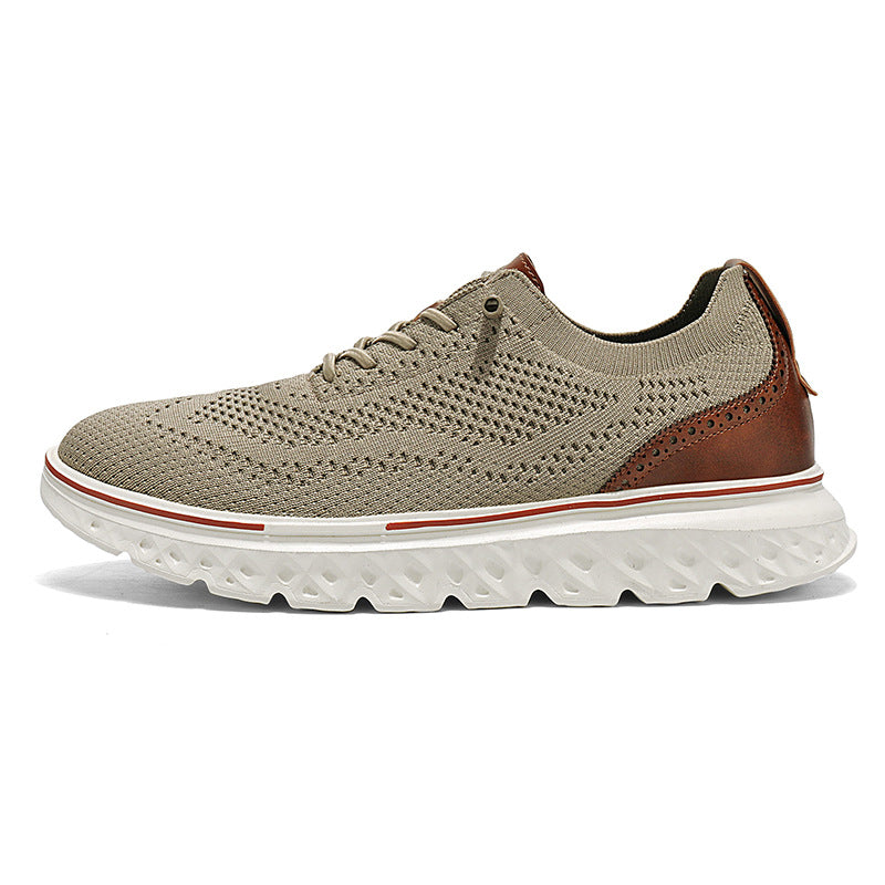 Large Size Casual Men's Shoes Fashionable Lightweight Loafers Men's Flyknit Hollow Breathable Running Sports Shoes