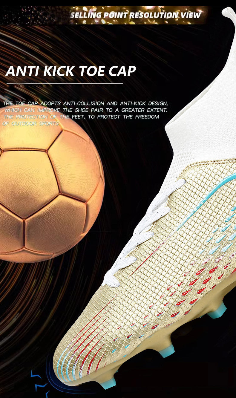 New football shoes for men and women AG Long Spike gold Competition Student Training Shoes Artificial Turf TF Wholesale of Broken Nails
