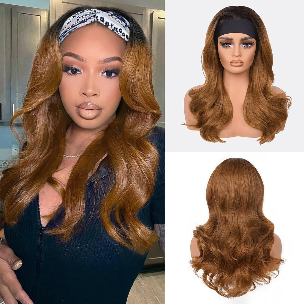 Afro Body wave Large Curly Hair Ribbon Hairband Curly Hair Glueless Synthetic Wig