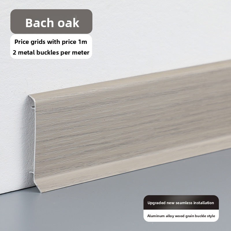 Thickened aluminum alloy skirting board, snap-on metal baseboard, self-adhesive, seamless, stainless steel skirting board for home use