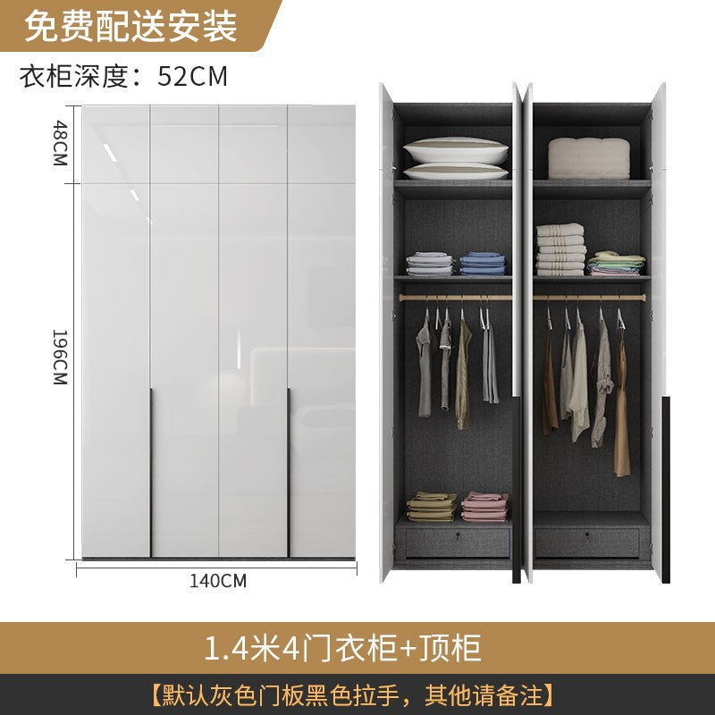 Modern Simple Wardrobe with Swing Doors, Storage Wardrobe with Dressing Table, Shelves, Side Cabinet, Bedroom Wardrobe, Entryway Installation