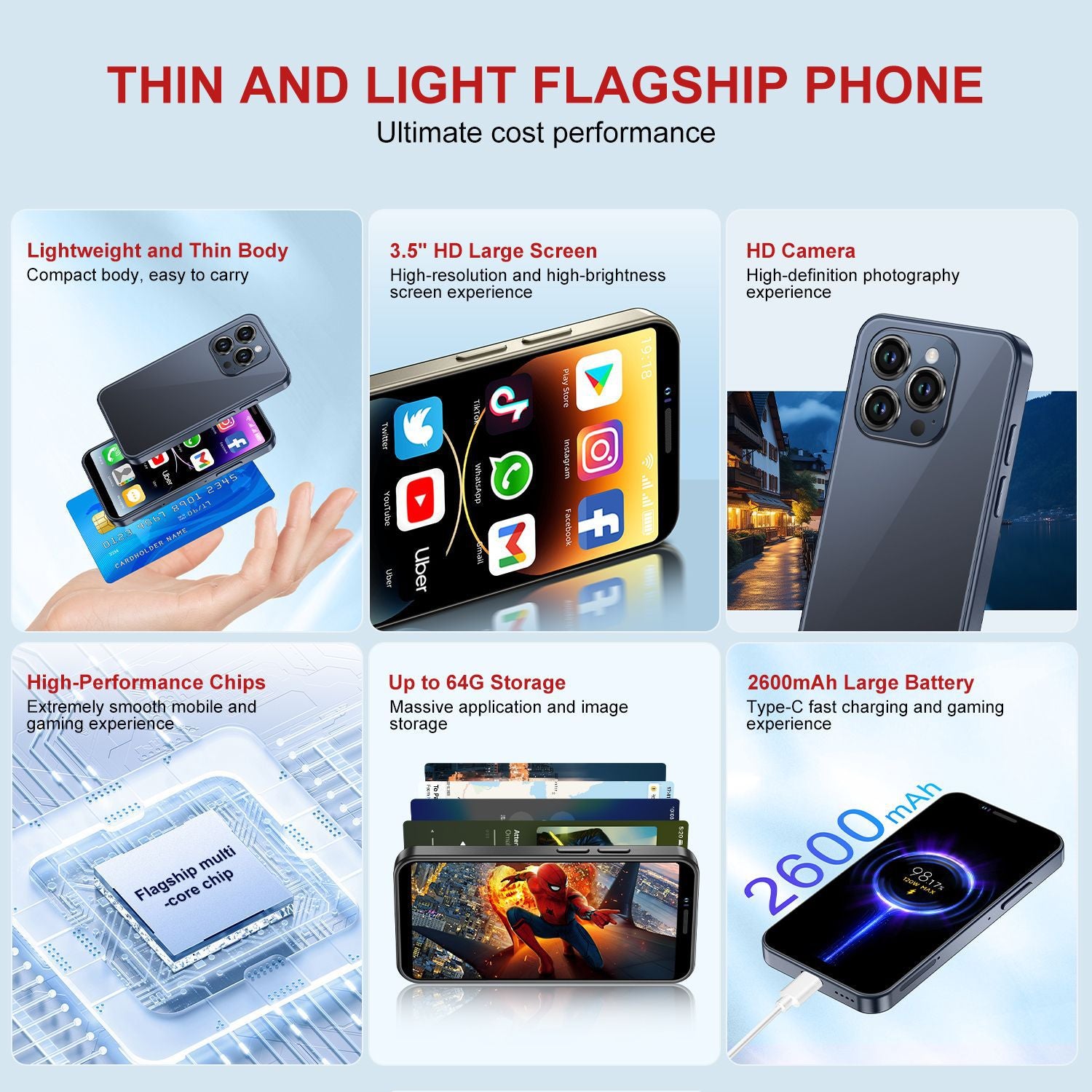 New Mini XS15Smartphone Ultra Small Pocket Android System Quad-Core Backup Phone Factory in stock