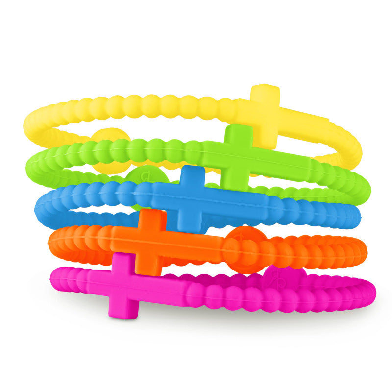 Macaron Color Bracelet Summer Simple Versatile4mm Small Cross Wristband Children's Silicone Bracelet Bracelet