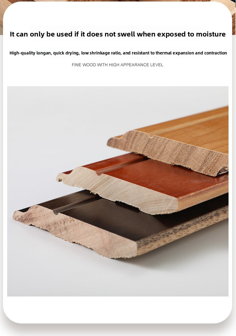 Solid wood skirting board, Fanlongnian Villa, Xunmu painted baseboard, wooden Chinese-style wood grain10cm Solid wood skirting board