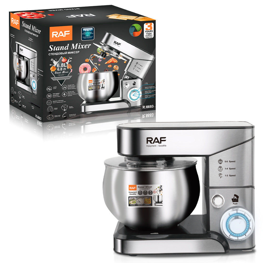 RAF European Standard Kitchen Machine6.8L Automatic Household Small Multi-Functional Dough Mixer for Beating Egg Liquid and Kneading Dough