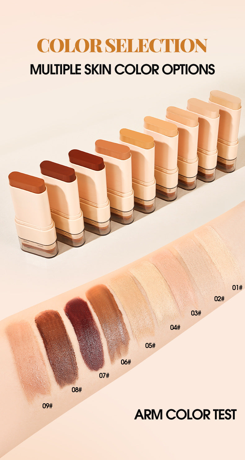 TK Specialized Flawless Dual-Head Eraser Foundation Stick Water Glossy Skin Concealer Long-Lasting with Brush Head Hydrating Makeup Remover