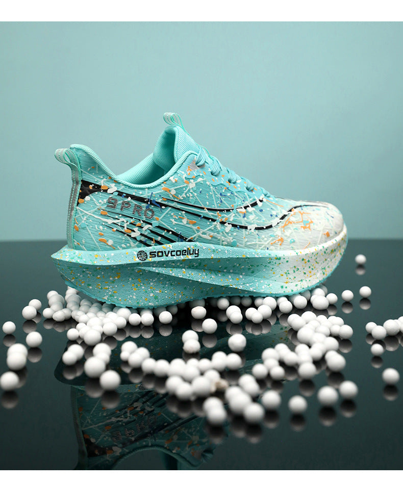 Autumn New Fluorescent Parent-Child Fashion Casual Sports Shoes with Real Carbon Plate High Elasticity Cushioning Outdoor Running Shoes