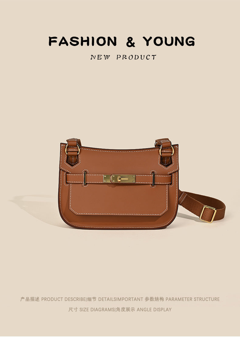 European and American retro new style high-end calfskin Kelly bag for women mini Gypsy Shoulder Crossbody Bag Genuine Leather Women's Bag