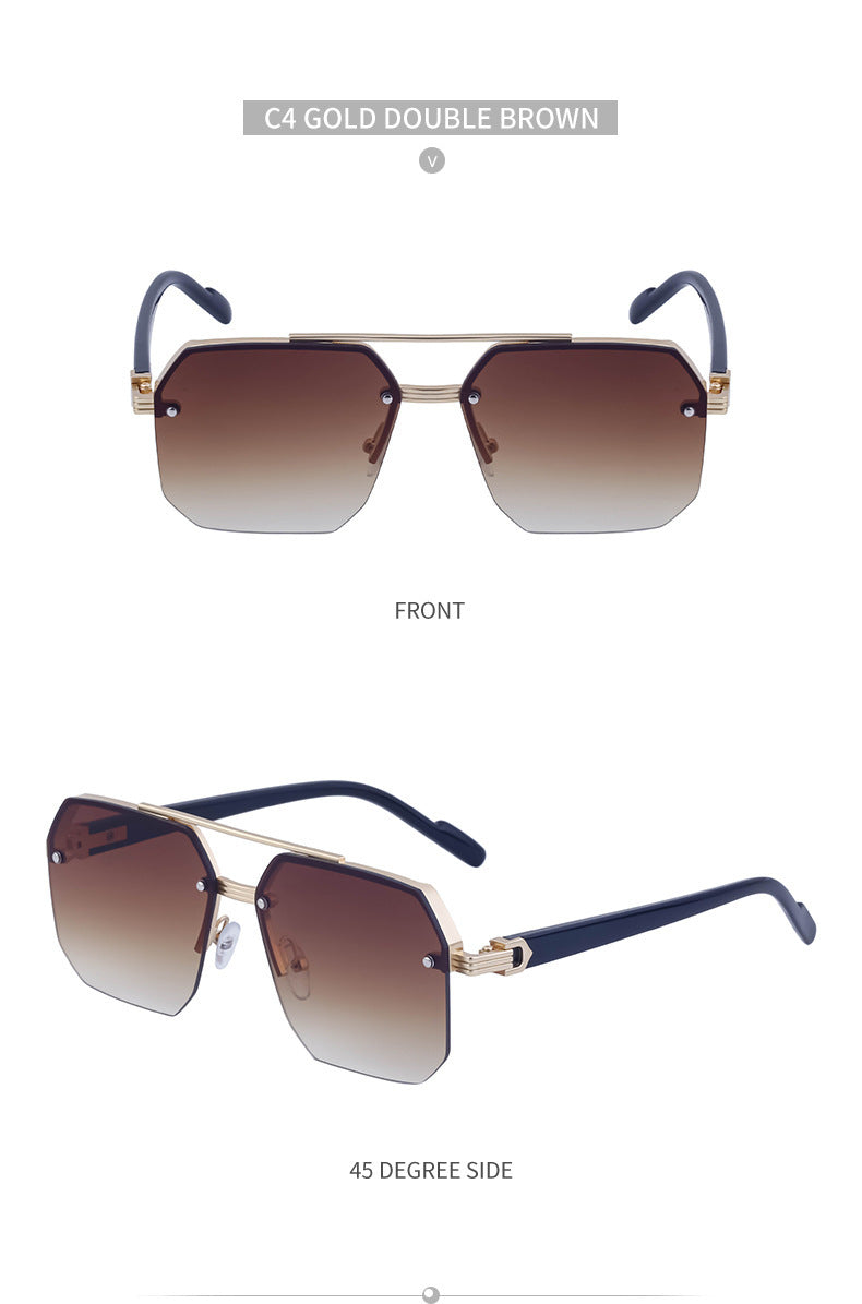 2025New style sunglasses with a high-end feel, European and American half-frame glasses, fashionable sunglasses for women with UV protection sunglasses