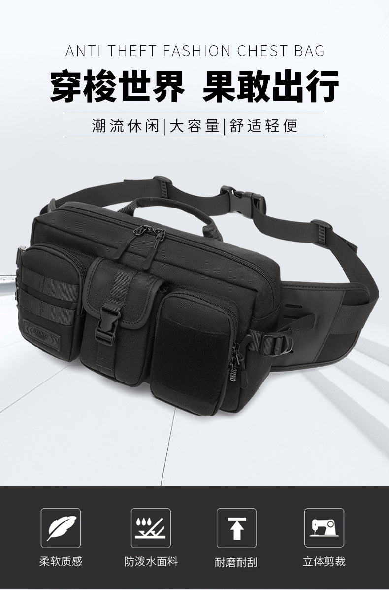 OZUKO Tactical Waist Bag Men's Multifunctional Crossbody Bag Waterproof Outdoor Large Capacity Sports Portable Men's Bag