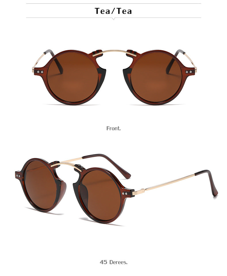 Steampunk Small Frame Sunglasses for Women, European and American Trendy Round Frame Sunglasses, Unique Street Style Glasses for Women sunglasses