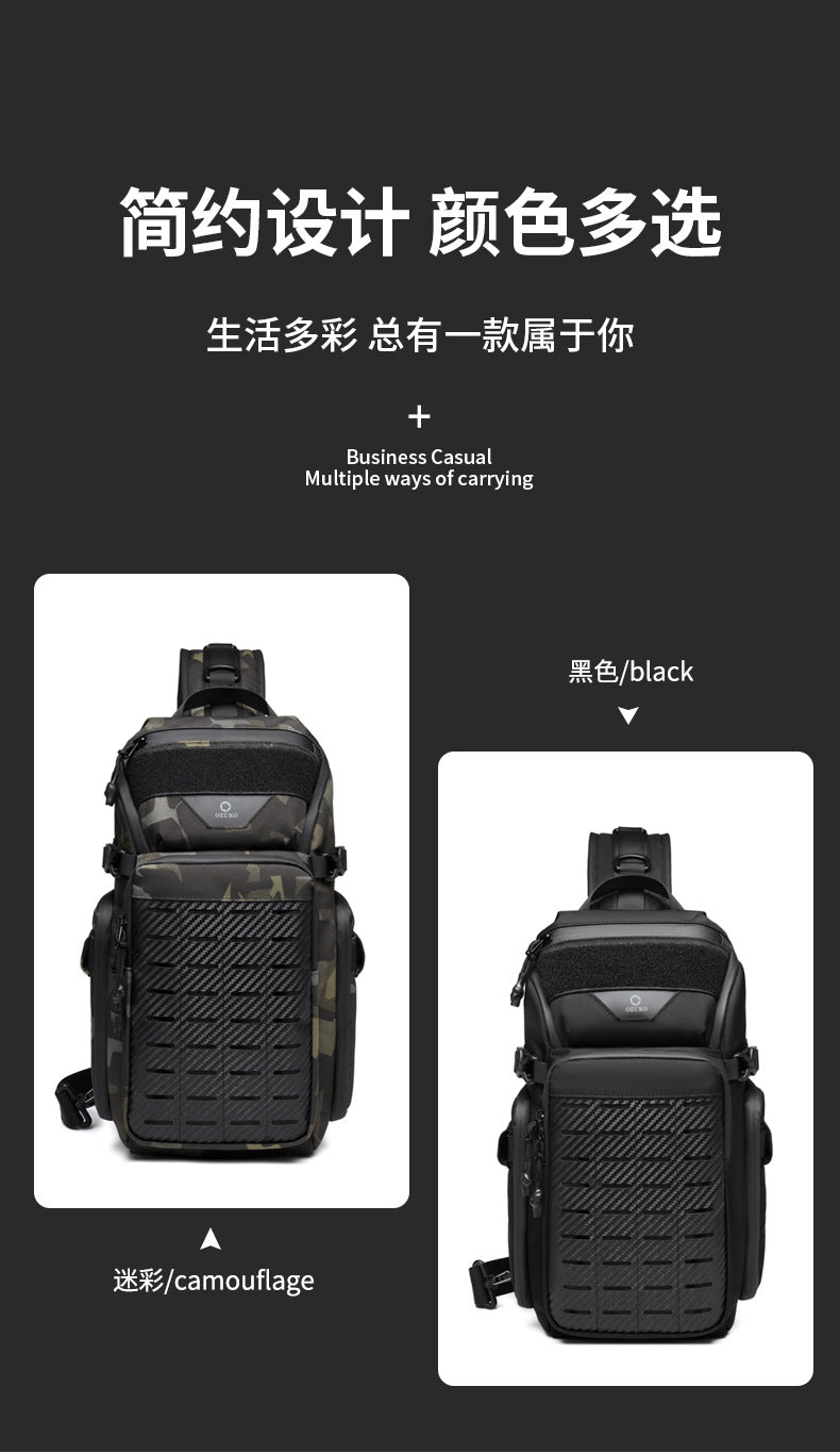 OZUKO Tactical Chest Bag Men's Crossbody Bag Waterproof Multifunctional Outdoor Portable Bag Cycling Trendy Shoulder Bag