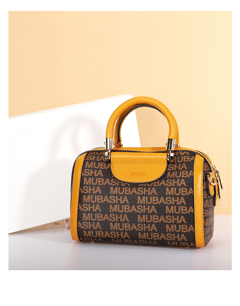 2024New Fashion Boston Bag Printed Retro Pillow Bag Handheld Shoulder Bag Personalized Crossbody Bag European and American Style Bag