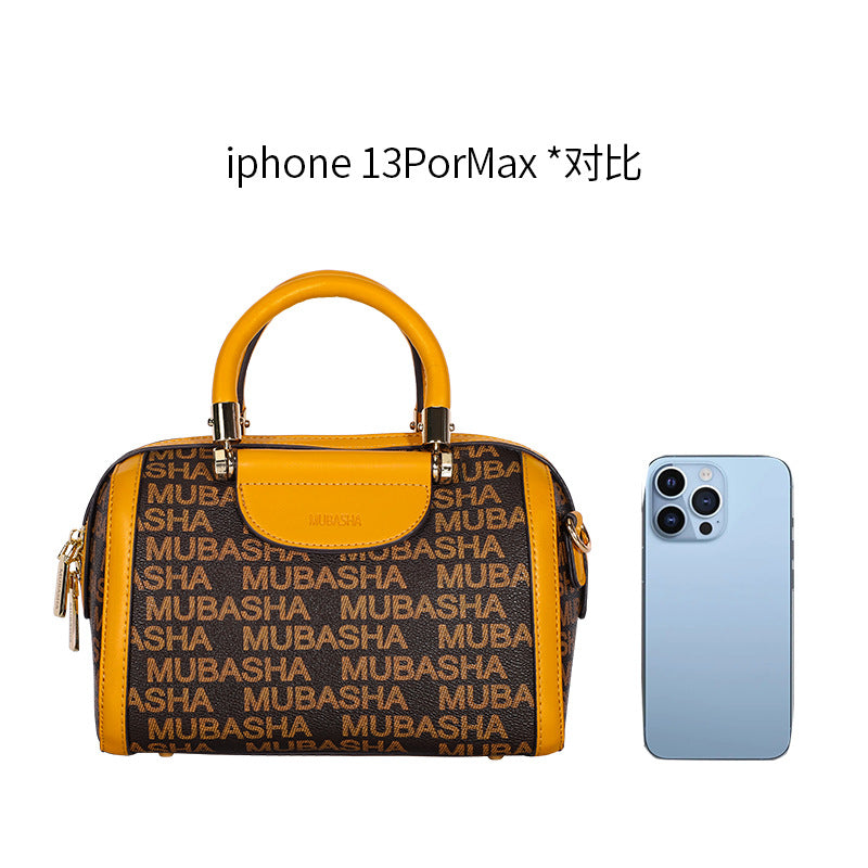 2024New Fashion Boston Bag Printed Retro Pillow Bag Handheld Shoulder Bag Personalized Crossbody Bag European and American Style Bag