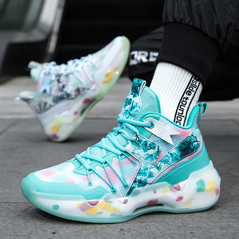 2025New National Era Men's Shoes Fashion Sports Shoes Youth High Elasticity Cushioning Anti-Slip Wear-Resistant Trendy Basketball Shoes