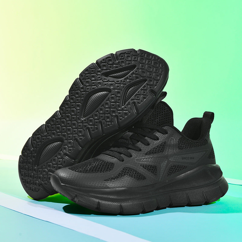 New Thick-Soled Racing Sports Shoes for Middle School Students, High Elastic Running Shoes for Men and Women, Breathable Flyknit Mesh Shoes for Couples