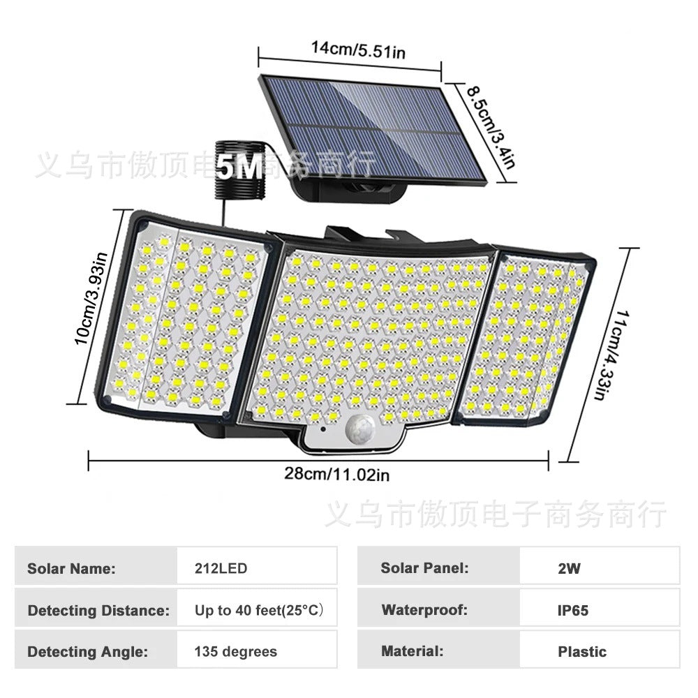 Outdoor Solar Split Street Light, Automatically Brightens After Dark, Garden Light with Human Body Sensor Wall Light Waterproof LED Lamp