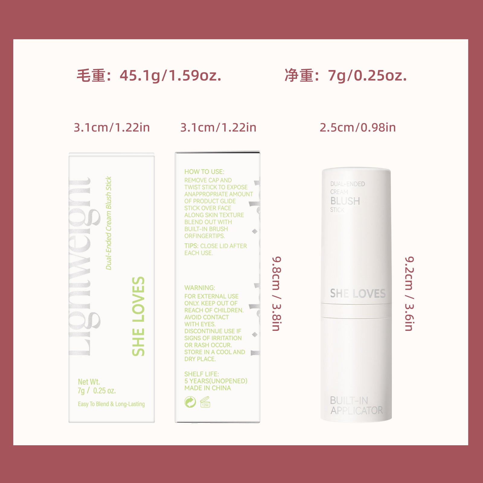 New Product sheloves Blush Stick Long-lasting Natural Color Cream Rouge Low Saturation Expanding Color Makeup