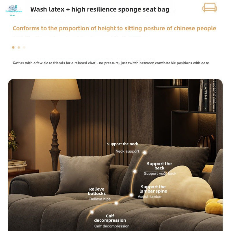 Modern Light Luxury Cloud Puff Internet Celebrity Style Tech Fabric Sofa Small Apartment Living Room Cream Style Straight Row